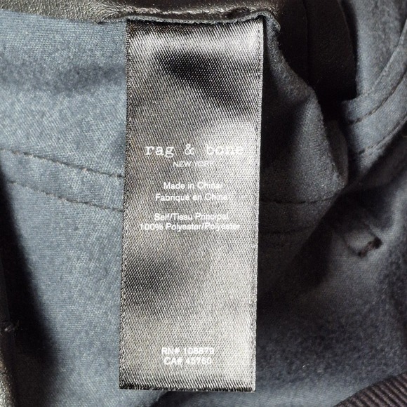 rag & bone Women's M Faux Leather Black Skinny Pants Y2K Minimalist Edgy - Picture 6 of 6